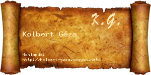 Kolbert Géza névjegykártya