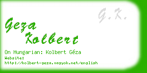 geza kolbert business card